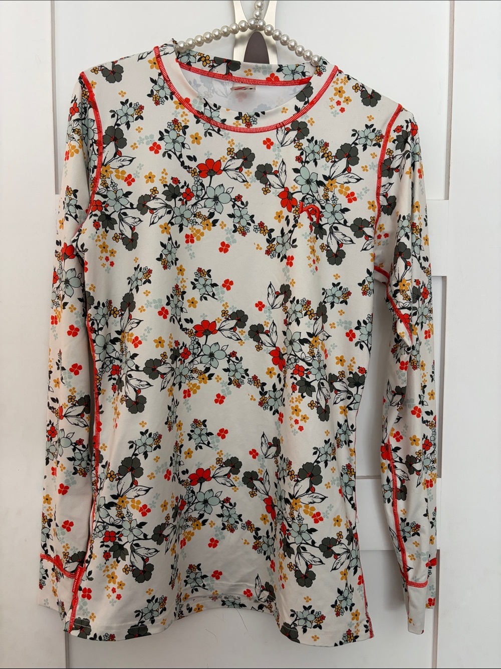 Kari Traa Cream Long-Sleeve Floral Base Layer Long Sleeve Tee